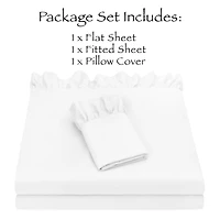 Chanasya Premium Ruffle Sheet Set - Shabby Chic Double Brushed Soft Ruffled Hem Solid Microfiber Sheet Set - Fitted Sheet, Flat Sheet & Pillow Cover