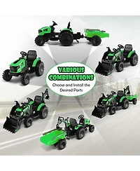 Gymax 3-in-1 Kids Ride On Excavator Bulldozer 12V Electric Tractor Remote w/ Trailer Yellow