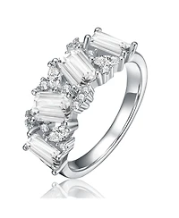 Sterling Silver Cubic Zirconia Radiant Cluster Ring