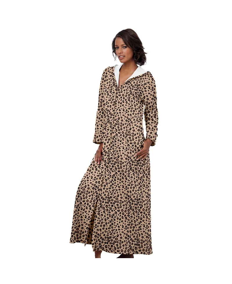 Dreams & Co. Plus Long Hooded Fleece Sweatshirt Robe