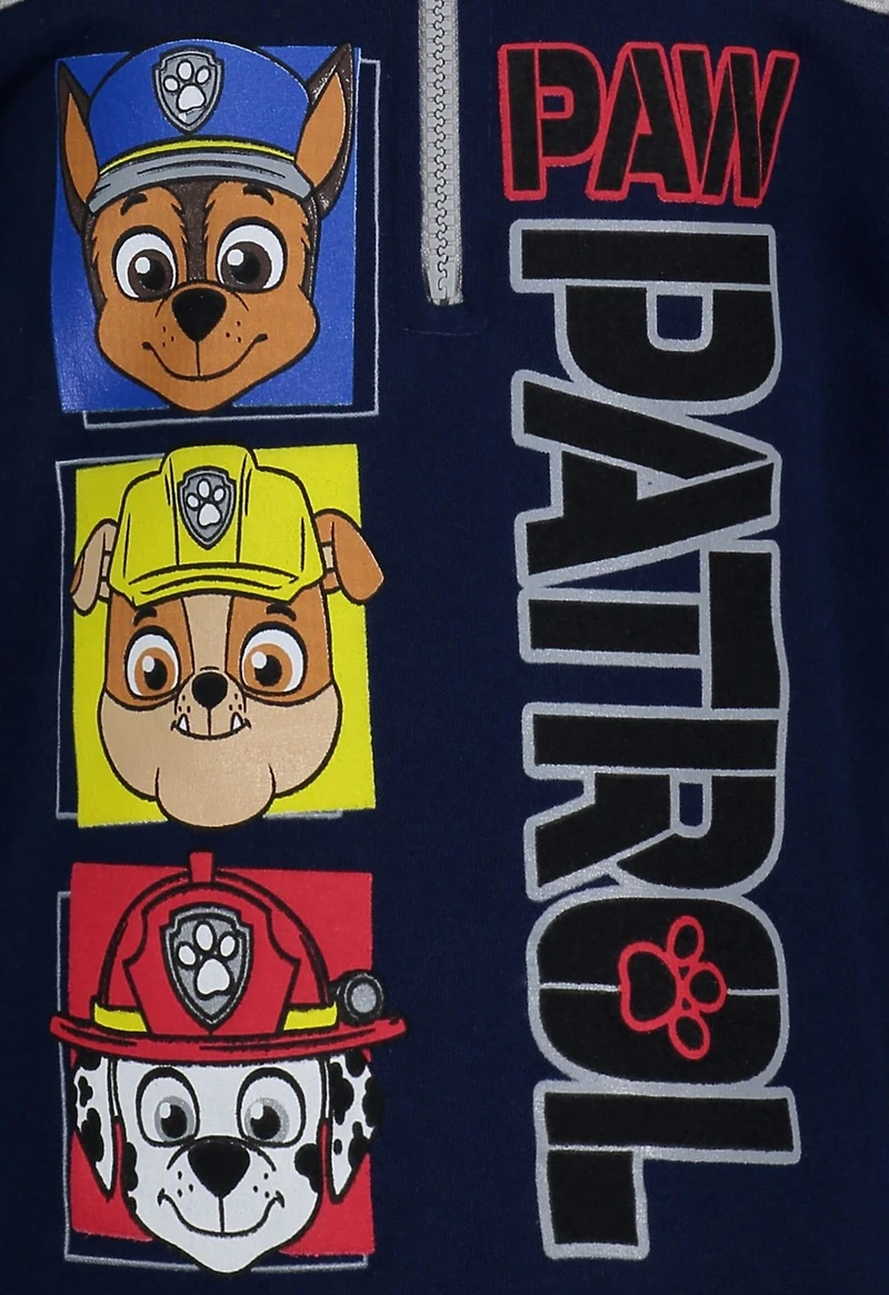 Paw Patrol Big Boys Chase Marshall Rubble Fleece Half Zip Hoodie