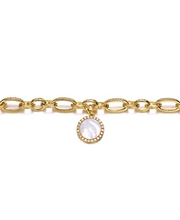 14K Gold Plated Cubic Zirconia Chain with Charm Bracelet