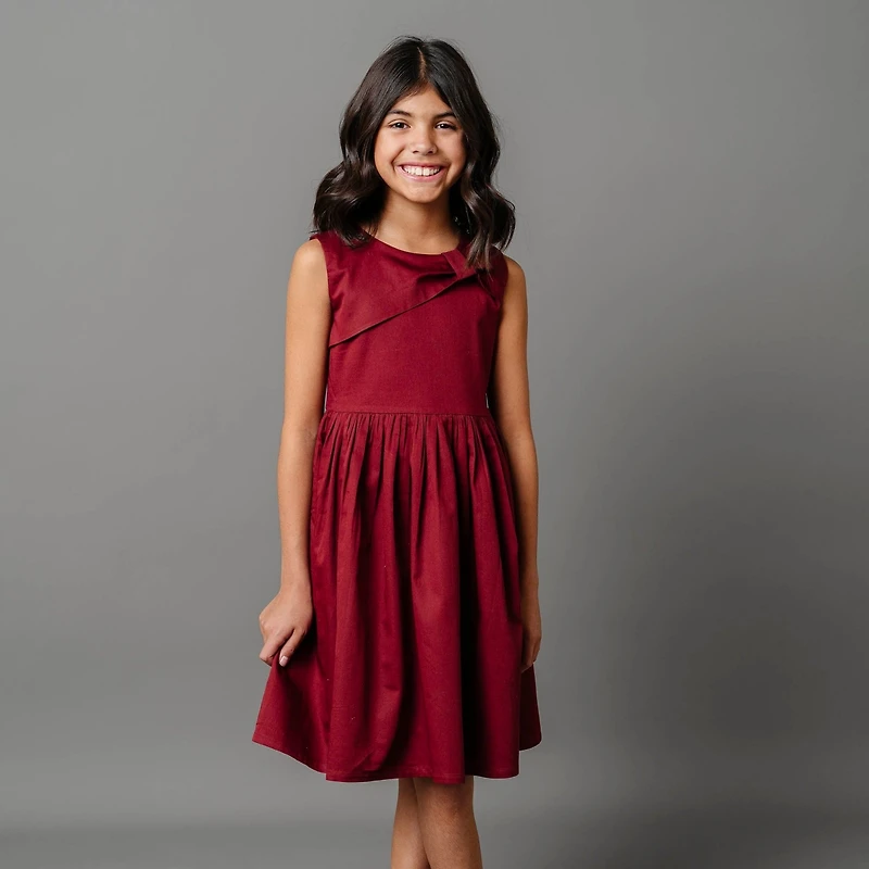 Hope & Henry Toddler Girls Asymmetrical Bow Sateen Party Dress
