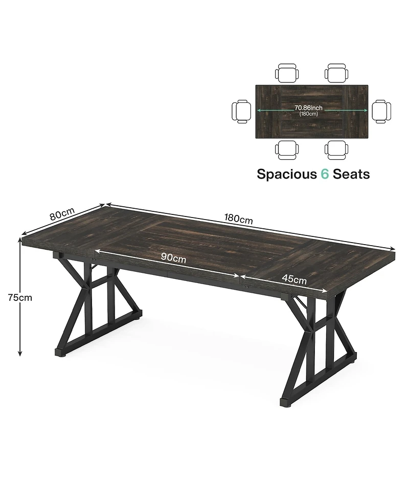 Tribesigns 6FT Conference Table, 70.86 L x 31.49 W 29.52 H Inches Rectangle Meeting Room Rustic Wood Seminar Table Executive Desk