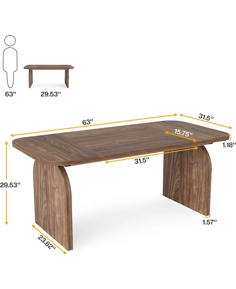 Tribesigns 63-Inch Rectangular Dining Table for 4 Person, Farmhouse Kitchen Dinner Table with Wood Laminated Board Tabletop