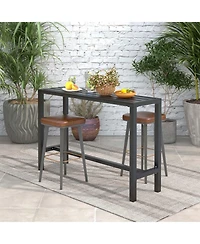 Inolait 55 Inch Outdoor Bar Table with Waterproof Top and Heavy-duty Metal Frame