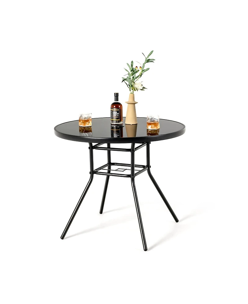 Sugift 34 Inch Patio Dining Table with 1.5 inch Umbrella Hole for Garden