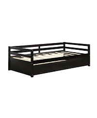 Costway Twin Trundle Daybed Wooden Slat Support Mattress Platform for Kids