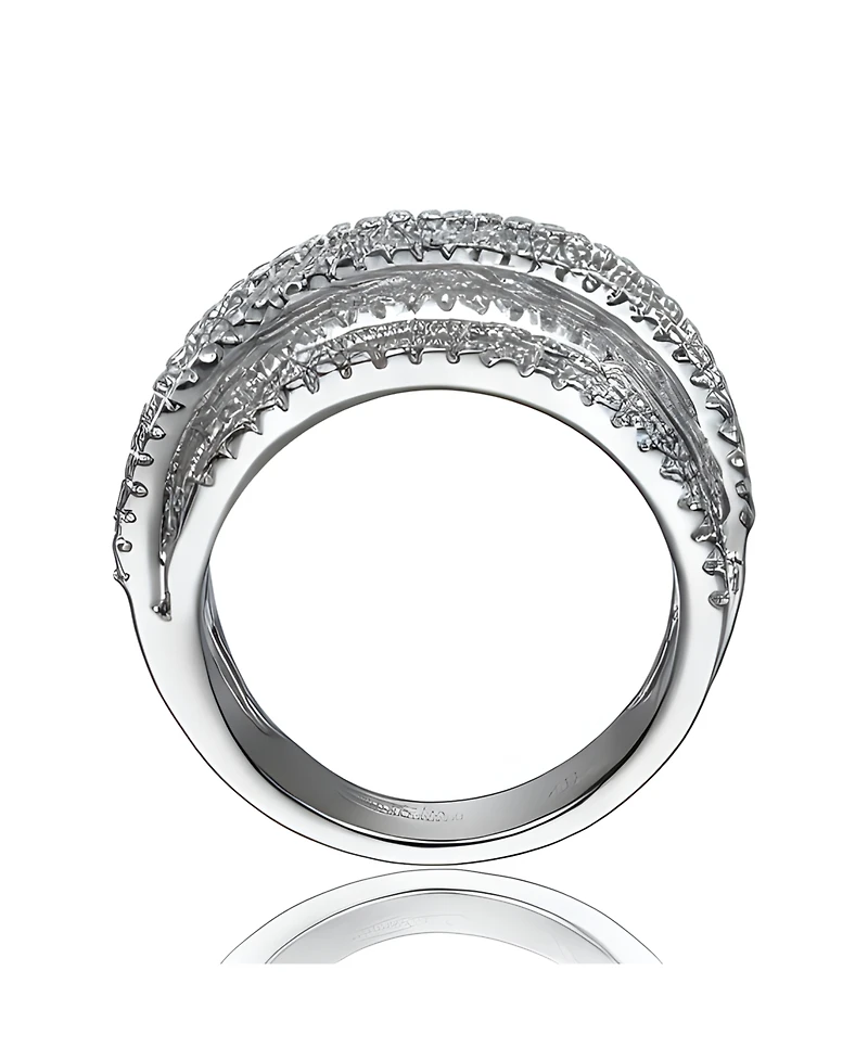 Sterling Silver Cubic Zirconia Crossover Channel Ring