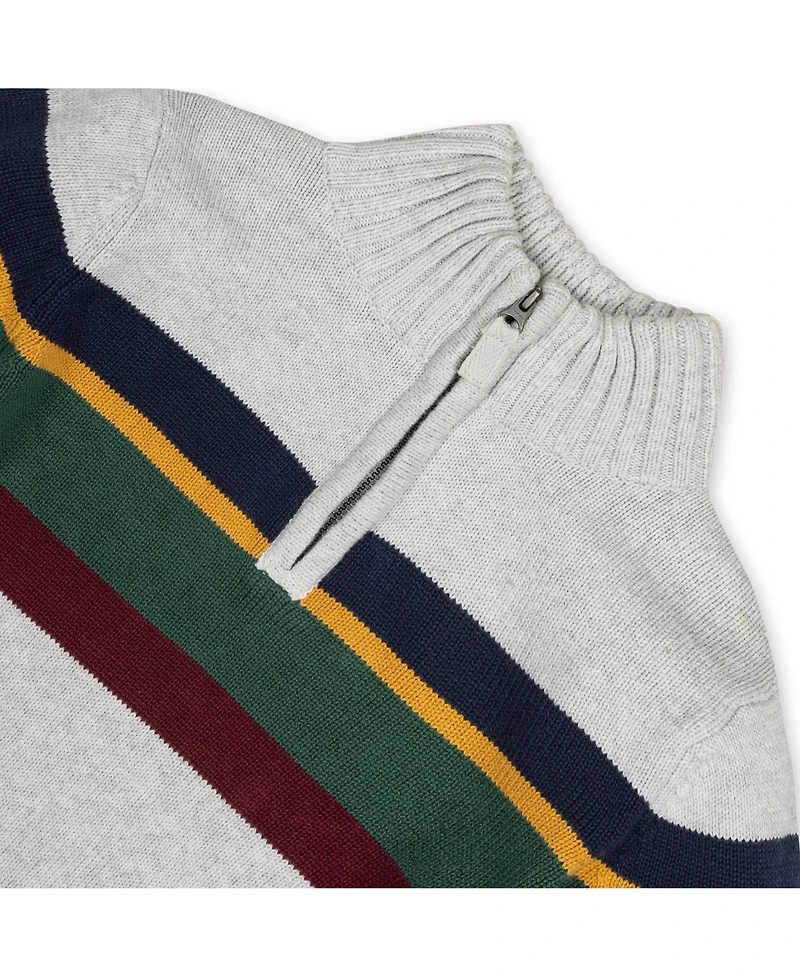 Hope & Henry Baby Boys Long Sleeve Half Zip Sweater with Engineered Stripe