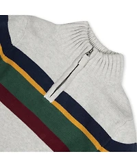 Hope & Henry Baby Boys Long Sleeve Half Zip Sweater with Engineered Stripe
