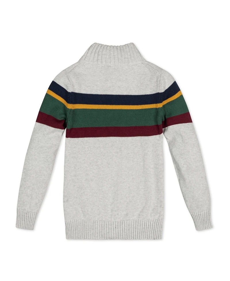 Hope & Henry Baby Boys Long Sleeve Half Zip Sweater with Engineered Stripe