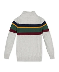 Hope & Henry Baby Boys Long Sleeve Half Zip Sweater with Engineered Stripe