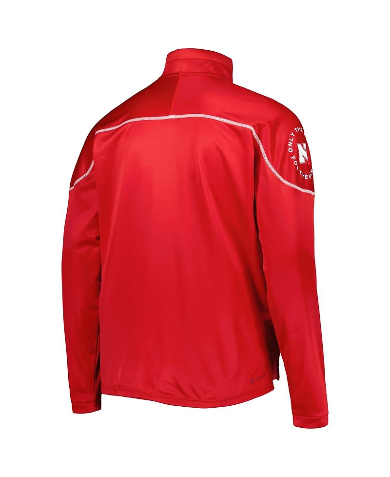 Adidas Men's Scarlet Nebraska Huskers Aeroready Knit Quarter-Snap Jacket