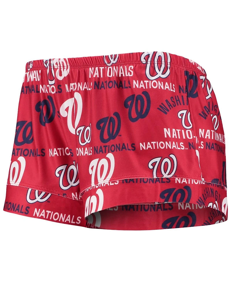 Concepts Sport Women's Red Washington Nationals Flagship Allover Print Top Shorts Sleep Set