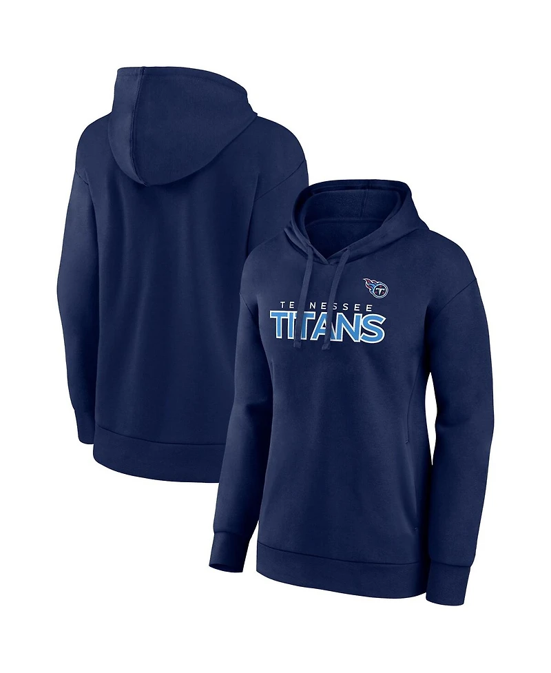 Fanatics Women's Navy Tennessee Titans Iconic Cotton Fleece Checklist Pullover Hoodie