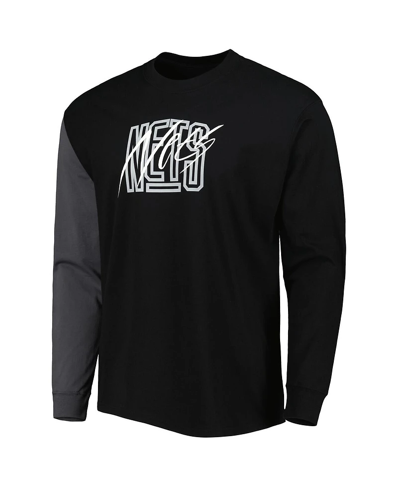 Nike Men's Black Brooklyn Nets Courtside Versus Flight MAX90 Long Sleeve T-Shirt