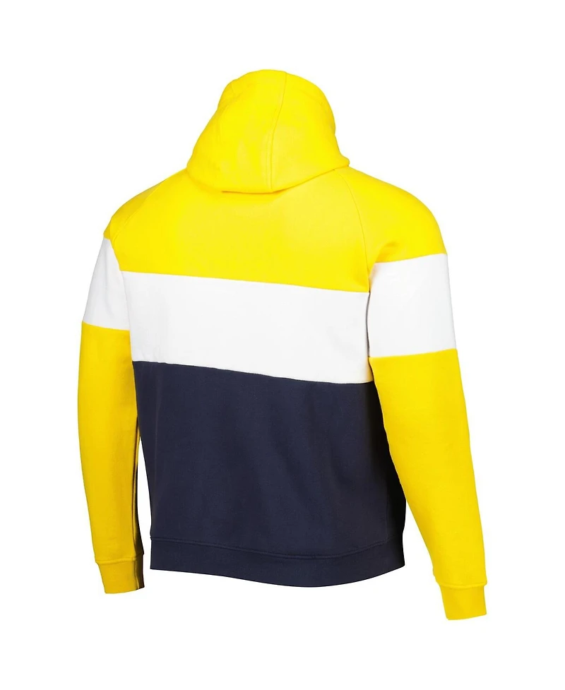 New Era Men's Navy/Gold Los Angeles Rams Colorblock Throwback Pullover Hoodie