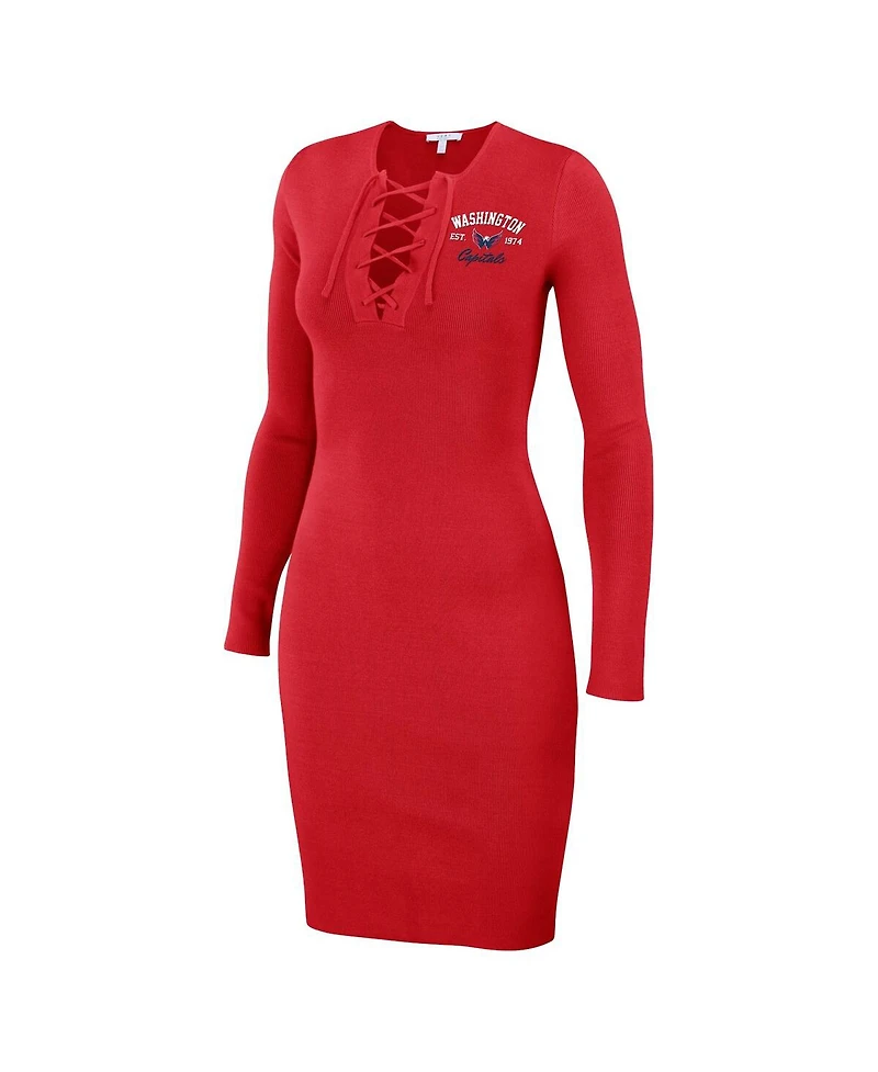 Wear by Erin Andrews Women's Red Washington Capitals Lace-Up Dress