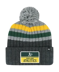 '47 Brand Men's Gray Oakland Athletics Stack Cuffed Knit Hat with Pom