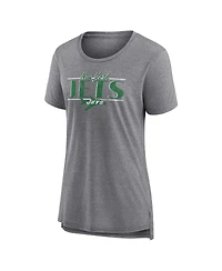 Fanatics Women's Heather Gray New York Jets Up the Middle Tri-Blend T-Shirt
