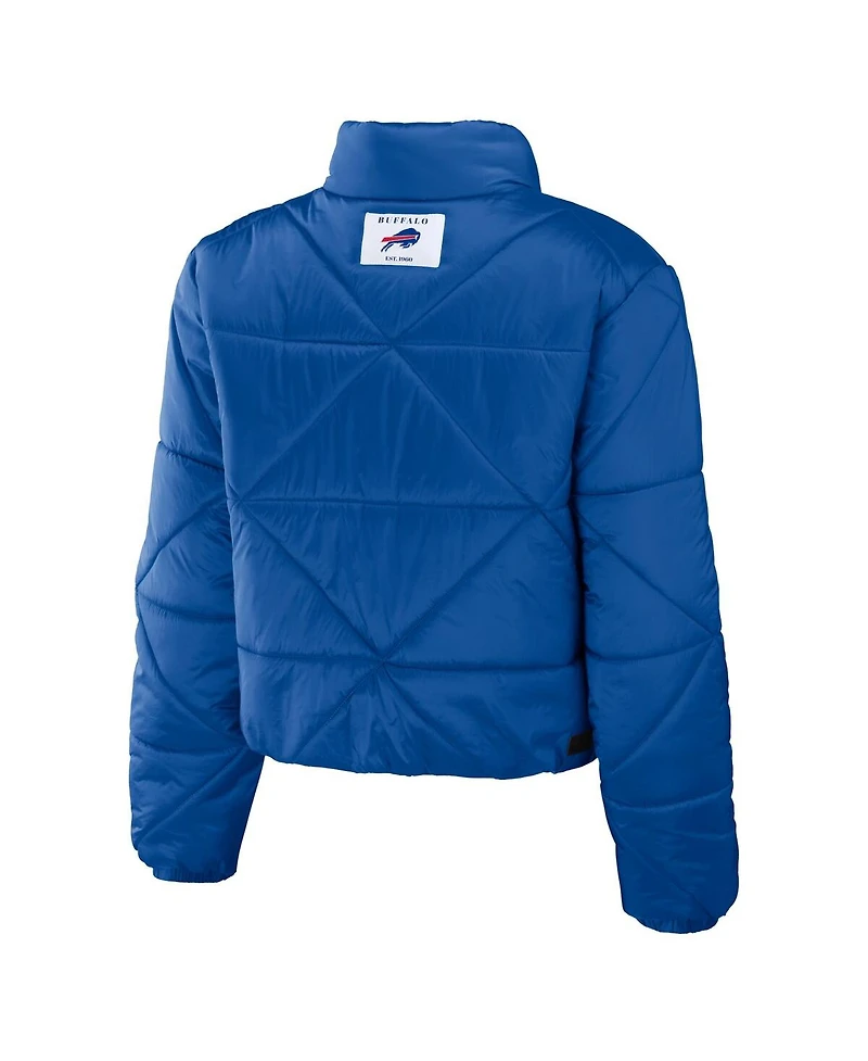 Wear by Erin Andrews Women's Royal Buffalo Bills Cropped Puffer Full-Zip Jacket