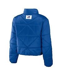 Wear by Erin Andrews Women's Royal Buffalo Bills Cropped Puffer Full-Zip Jacket