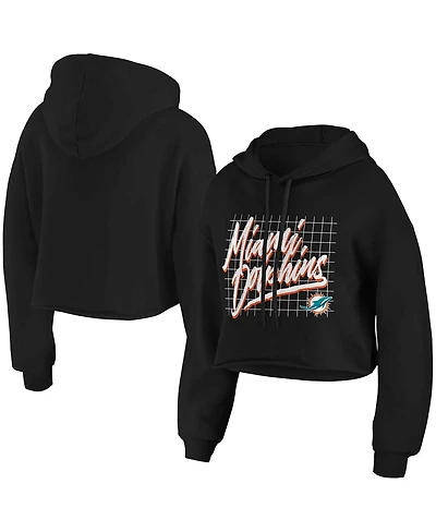 Wear by Erin Andrews Women's Black Miami Dolphins Domestic Cropped Pullover Hoodie