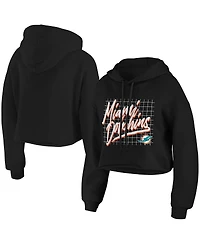 Wear by Erin Andrews Women's Black Miami Dolphins Domestic Cropped Pullover Hoodie