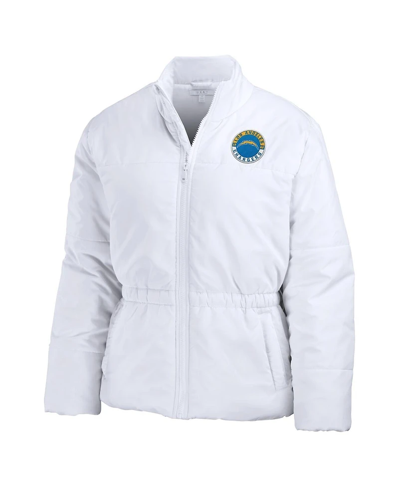 Wear by Erin Andrews Women's White Los Angeles Chargers Packaway Full-Zip Puffer Jacket