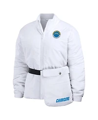 Wear by Erin Andrews Women's White Los Angeles Chargers Packaway Full-Zip Puffer Jacket