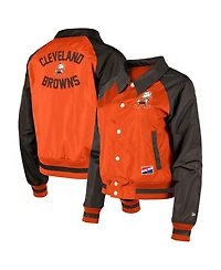New Era Women's Orange Cleveland Browns Coaches Raglan Full-Snap Jacket