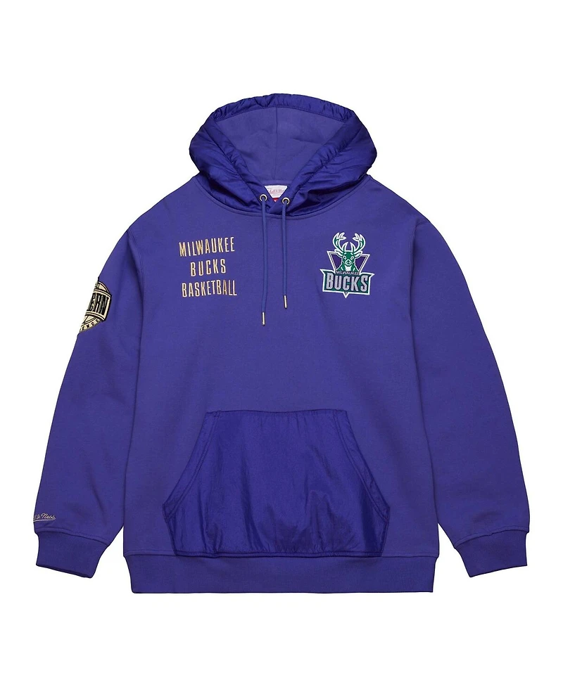 Mitchell & Ness Men's Purple Milwaukee Bucks Team Og 2.0 Vintage Logo Fleece Pullover Hoodie
