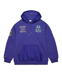 Mitchell & Ness Men's Purple Milwaukee Bucks Team Og 2.0 Vintage Logo Fleece Pullover Hoodie