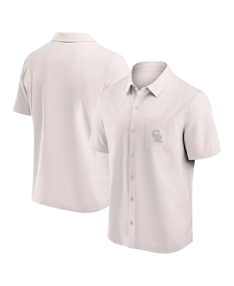 Fanatics Men's Cream Colorado Rockies Front Office Button-Up Shirt