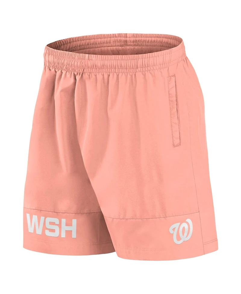 Fanatics Men's Coral Washington Nationals Elements Swim Shorts