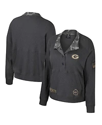 Colosseum Women's Heather Charcoal Georgia Bulldogs Oht Military Appreciation Payback Henley Thermal Sweatshirt