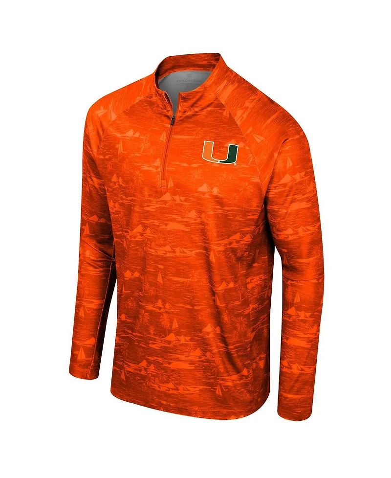 Colosseum Men's Orange Miami Hurricanes Carson Raglan Quarter-Zip Jacket