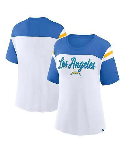 Fanatics Women's White Blue Los Angeles Chargers Cheer Chant Fashion T-Shirt