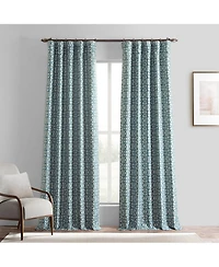 Half Price Drapes Metro Teal Blue Geometric Faux Silk Jacquard Room Darkening Curtain
