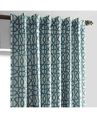 Half Price Drapes Metro Teal Blue Geometric Faux Silk Jacquard Room Darkening Curtain