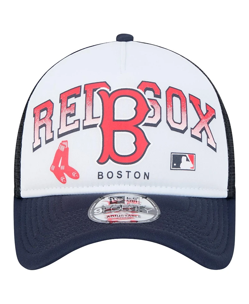 New Era Men's White Boston Red Sox Retro Wordmark 9FORTY A-Frame Trucker Adjustable Hat