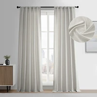 Half Price Drapes Light Sand Simply Faux Linen Curtain Pair (2 Panels)