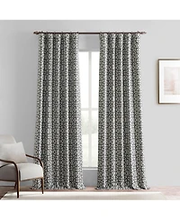 Half Price Drapes Metro Black Geometric Faux Silk Jacquard Room Darkening Curtain