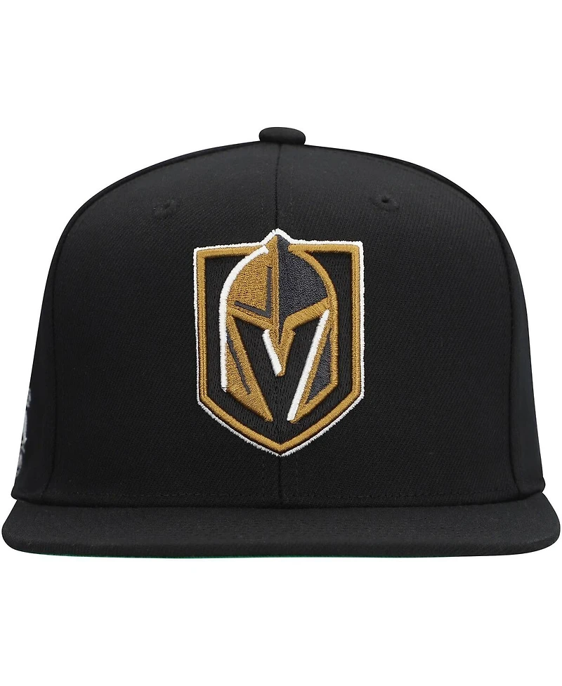 Mitchell & Ness Men's Black Vegas Golden Knights Core Top Spot Snapback Hat