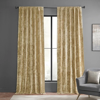 Half Price Drapes Gold Lush Crush Velvet Room Darkening Curtain