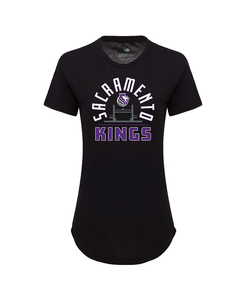 Sportiqe Women's Black Sacramento Kings Phoebe Super Soft Tri-Blend T-Shirt