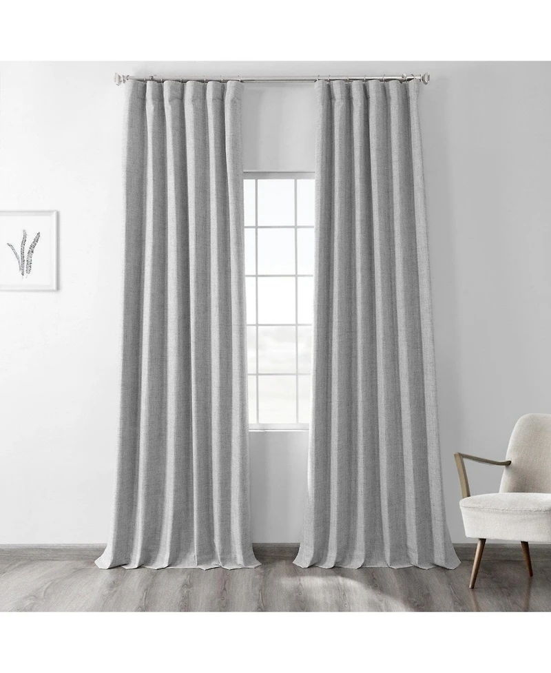 Half Price Drapes Millennial Grey Thermal Cross Linen Weave Blackout Curtain