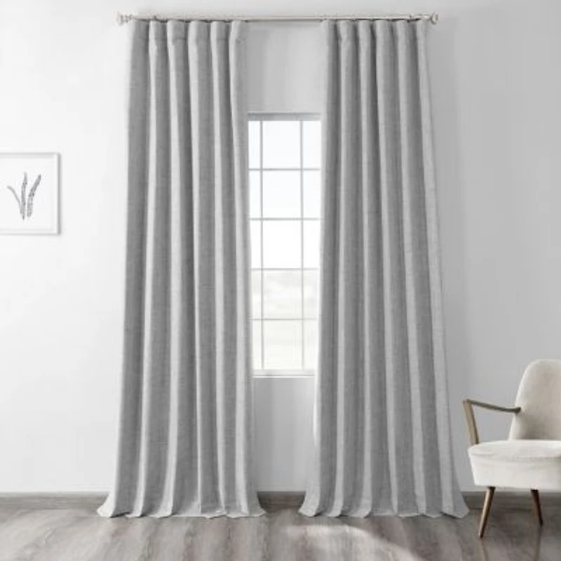 Half Price Drapes Thermal Cross Linen Weave Blackout Curtain