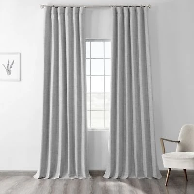 Half Price Drapes Thermal Cross Linen Weave Blackout Curtain